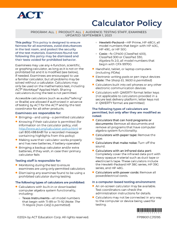 ACT's Policy